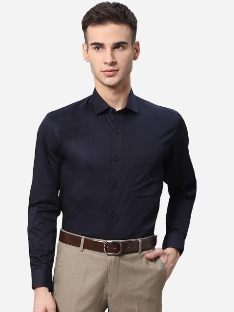 

Greenfibre Men Navy Blue Slim Fit Pure Cotton Formal Shirt