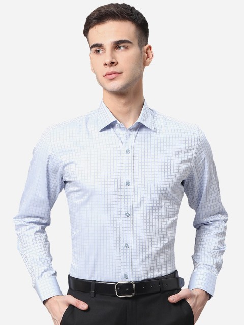 

Greenfibre Men Blue Checked Formal Shirt