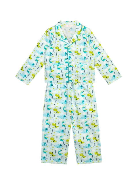 

Budding Bees Boys Blue & Sea Green Printed Night suit