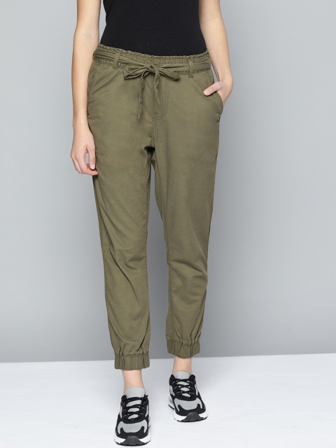 

Levis Women Olive Green Solid Joggers Trousers