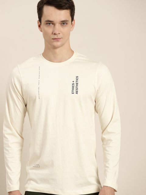 

ether Kora Collection Men Cream-Coloured Sustainable Unbleached Cotton Solid Tshirt