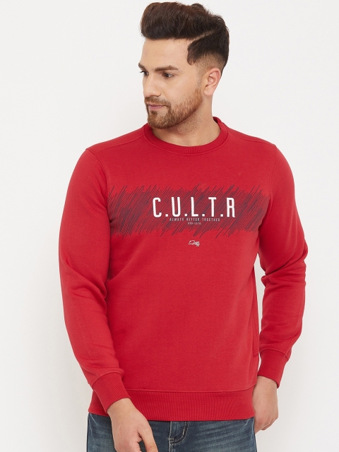 

98 Degree North Men Red Typography Printed Sweatshirt