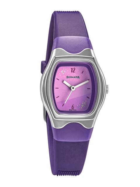 

Sonata Women Purple & Grey Printed Dial & Purple Straps Analogue Watch 8989PP10W