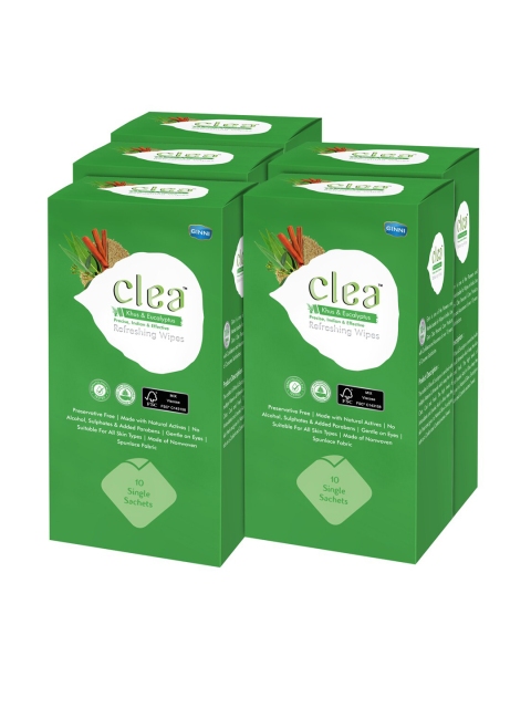 

Clea Set of 5 Khus & Ecualyptus Refreshing Wet Wipes - 10 Pulls each, Green