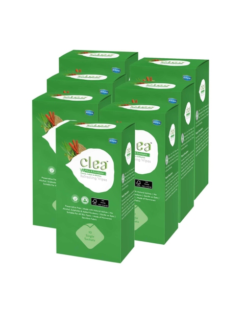 

Clea Set of 7 Khus & Ecualyptus Refreshing Wet Wipes - 10 Pulls each, Green