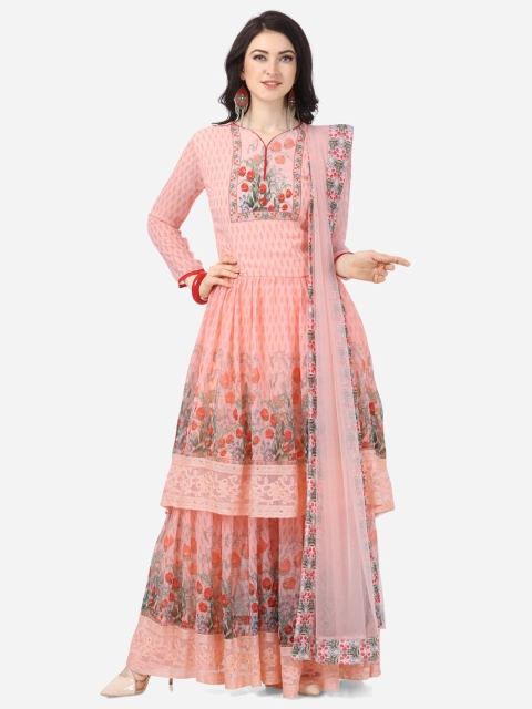 

DIVASTRI Orange & Green Printed Semi-Stitched Dress Material