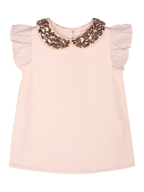 

Budding Bees Girls Pink Embellished Collar Top