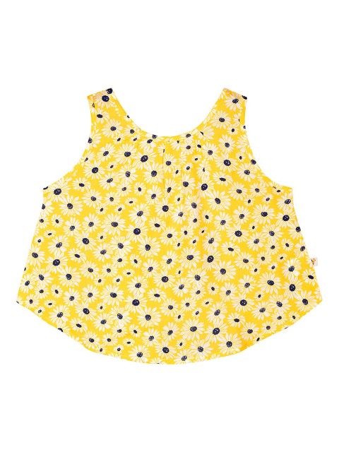 

Budding Bees Girls Yellow & Navy Blue Floral Printed Top