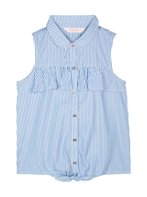 

Budding Bees Girls Blue Striped Regular Top