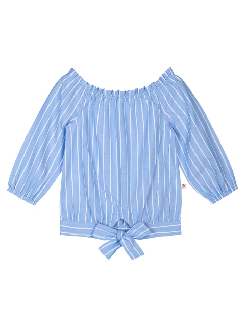 

Budding Bees Girls Blue & White Striped Off-Shoulder Regular Top