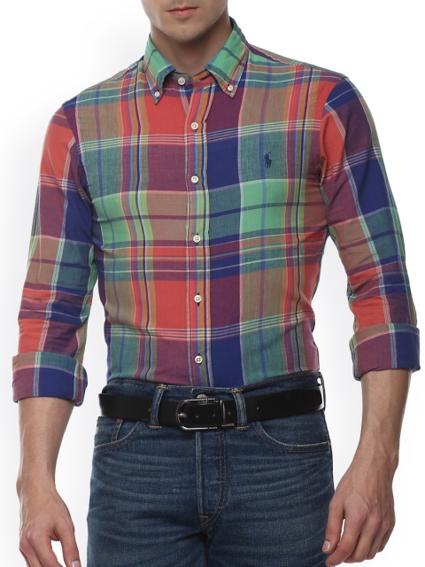 

Polo Ralph Lauren Men Green Slim Fit Checked Casual Shirt