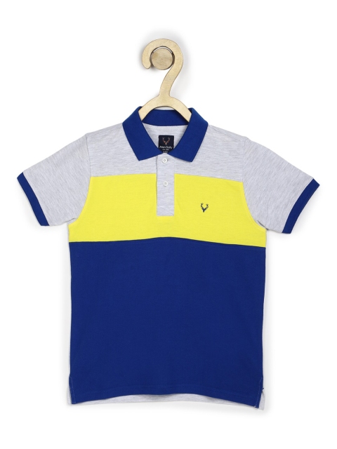 

Allen Solly Junior Boys Blue & Grey Colourblocked Polo Collar T-shirt