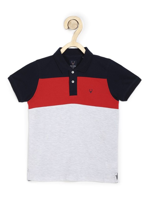 

Allen Solly Junior Boys Navy Blue & Red Colourblocked Polo Collar T-shirt