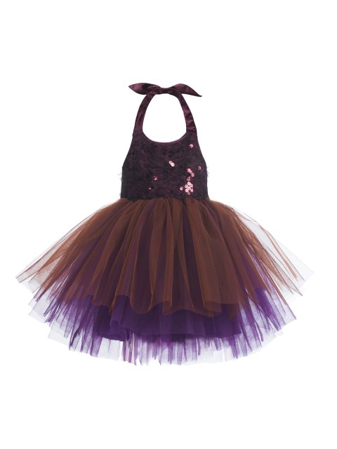 

Toy Balloon kids Purple Halter Neck Net Dress