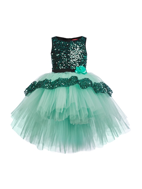 

Toy Balloon Kids Girls Green Embellished High-Low Fit & Flare Dress