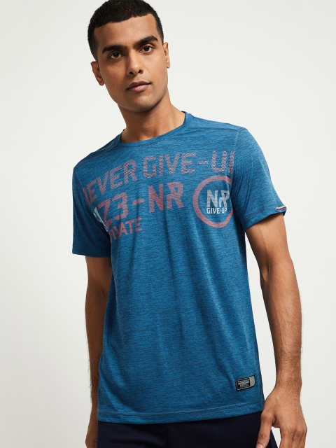 

max Men Blue Typography Printed Sports T-shirt