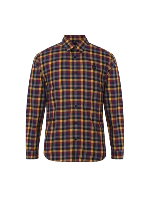 

Fred Perry Men Yellow & Blue Slim Fit Checked Casual Shirt