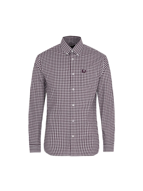 

Fred Perry Men Burgundy Gingham Checks Checked Casual Shirt