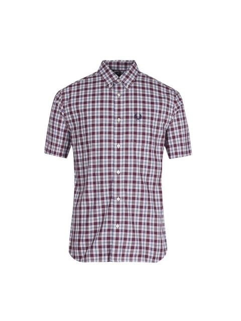 

Fred Perry Men Burgundy Checked Pure Cotton Casual Shirt