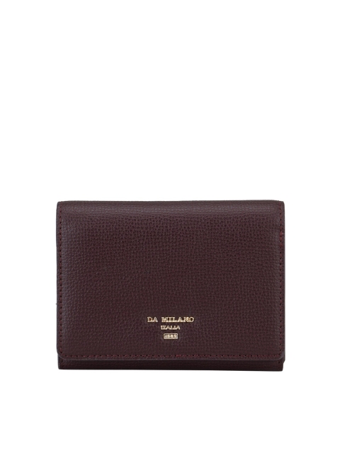 

Da Milano Women Burgundy Textured Leather Envelope