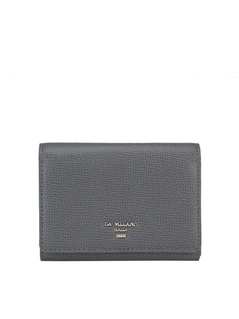 

Da Milano Women Grey Textured Leather Two Fold Wallet