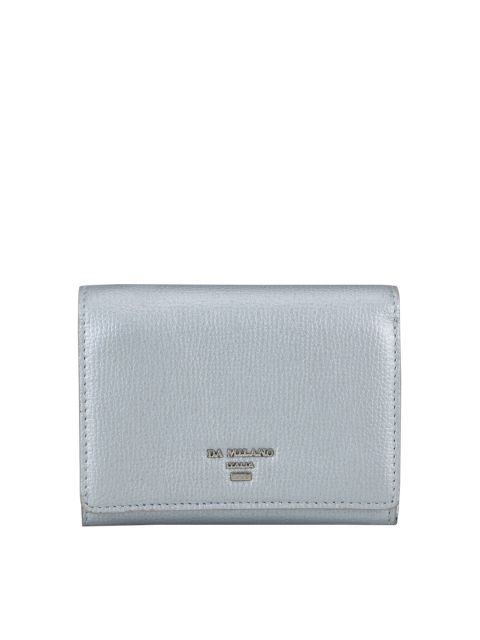 

Da Milano Women Silver-Toned Textured Leather Two Fold Wallet