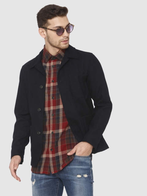 

SELECTED Men Red & Navy Blue Checked Casual Shirt