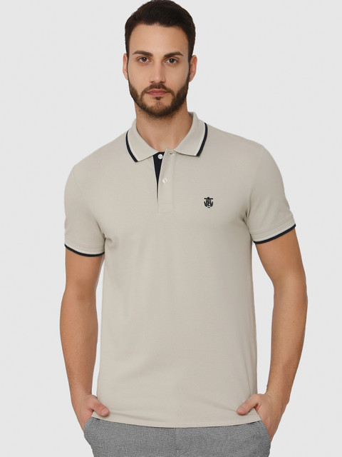 

SELECTED Men Grey Polo Collar Slim Fit T-shirt