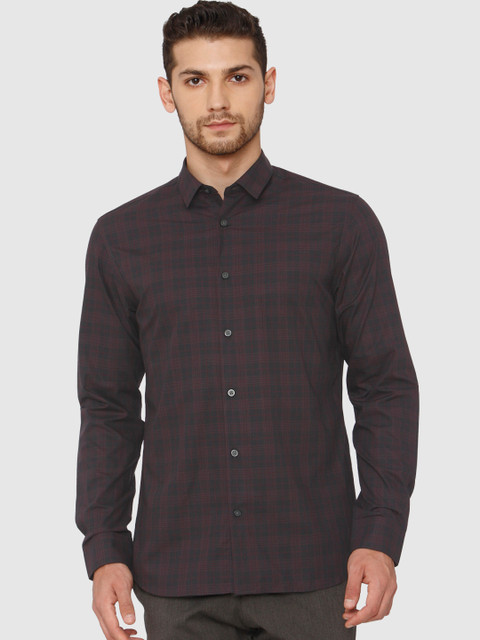 

SELECTED Men Grey & Red Checked Casual Shirt