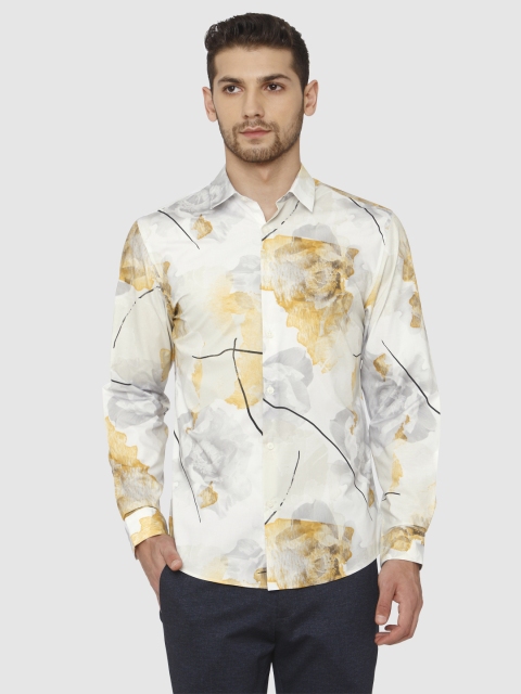 

SELECTED Men White Slim Fit Floral Printed Opaque Casual Shirt