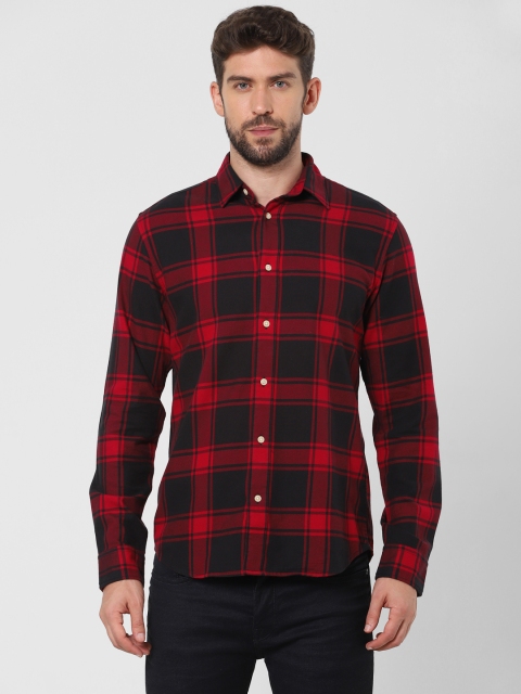 

SELECTED Men Red Slim Fit Opaque Checked Casual Shirt