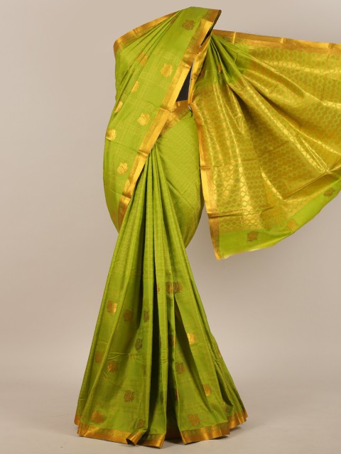 

Pothys Green & Golden Woven Design Art Silk Saree