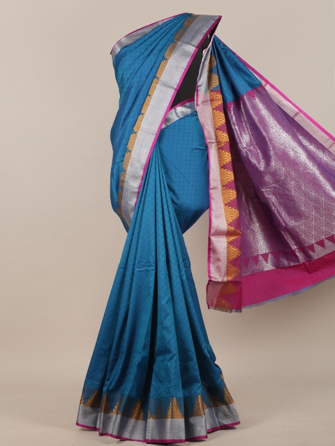 

Pothys Blue & Pink Ethnic Motifs Art Silk Saree
