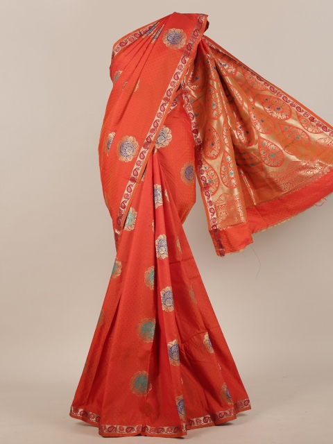 

Pothys Orange & Blue Ethnic Motifs Zari Art Silk Saree