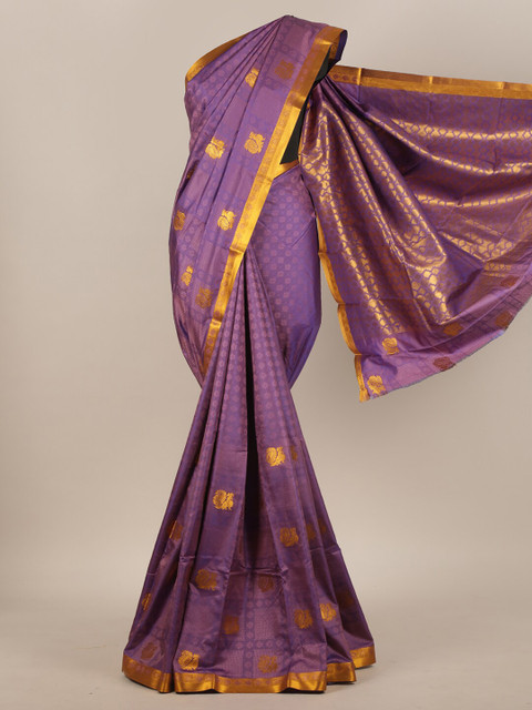 

Pothys Purple & Gold-Toned Woven Design Zari Art Silk Saree