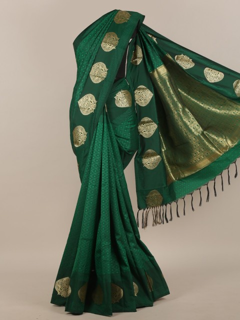 

Pothys Green & Gold-Toned Ethnic Motifs Zari Art Silk Saree
