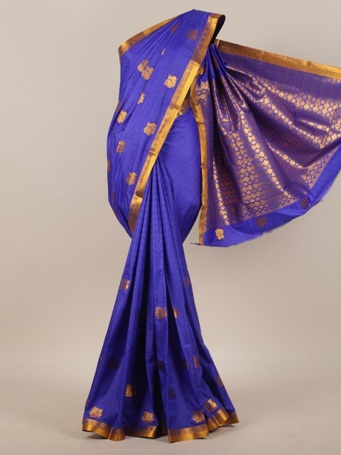 

Pothys Blue & Gold-Toned Woven Design Art Silk Saree