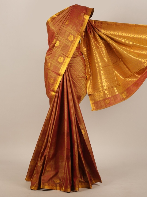 

Pothys Mustard Yellow & Gold-Toned Woven Design Art Silk Saree