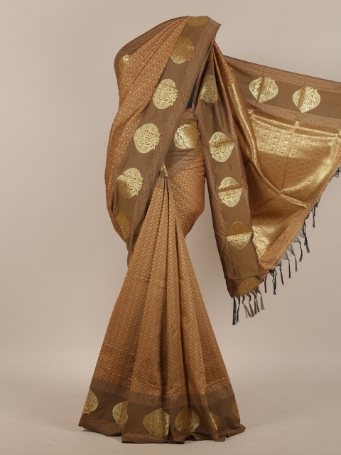 

Pothys Brown & Gold-Toned Ethnic Motifs Zari Art Silk Saree