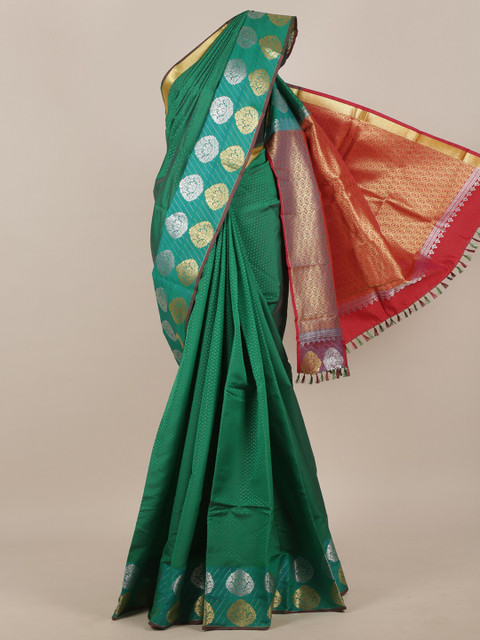 

Pothys Green & Golden Woven Design Art Silk Saree