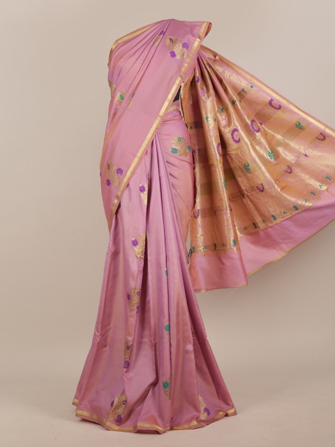 

Pothys Pink & Gold-Toned Ethnic Motifs Art Silk Saree