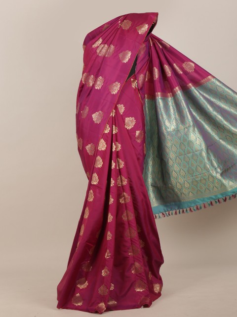 

Pothys Magenta & Gold-Toned Ethnic Motifs Zari Art Silk Saree