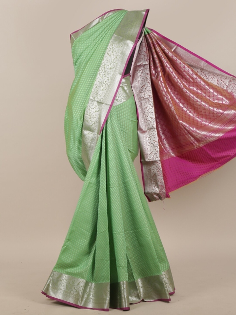 

Pothys Green & Silver-Toned Art Silk Saree