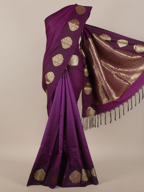 

Pothys Burgundy & Gold-Toned Zari Art Silk Saree