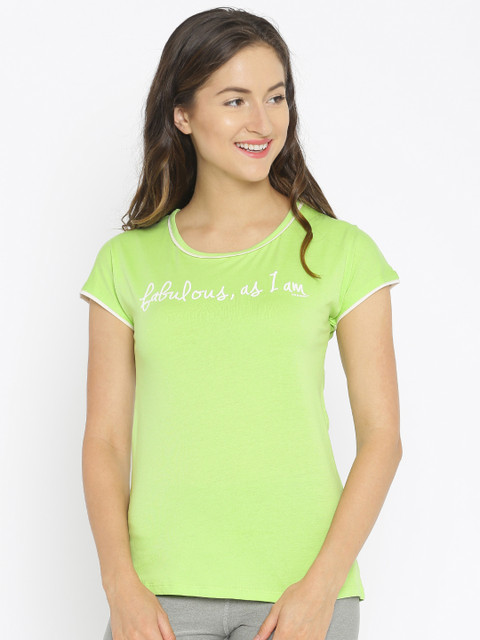

Enamor Green Printed Sleep Shirt