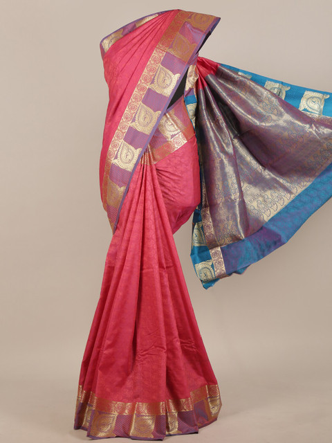 

Pothys Pink & Gold-Toned Woven Design Art Silk Saree