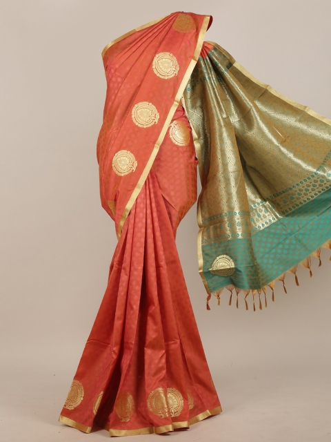 

Pothys Orange & Golden Woven Design Zari Art Silk Saree