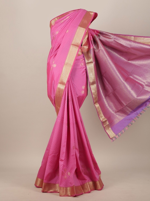 

Pothys Pink & Gold-Toned Ethnic Motifs Zari Art Silk Saree