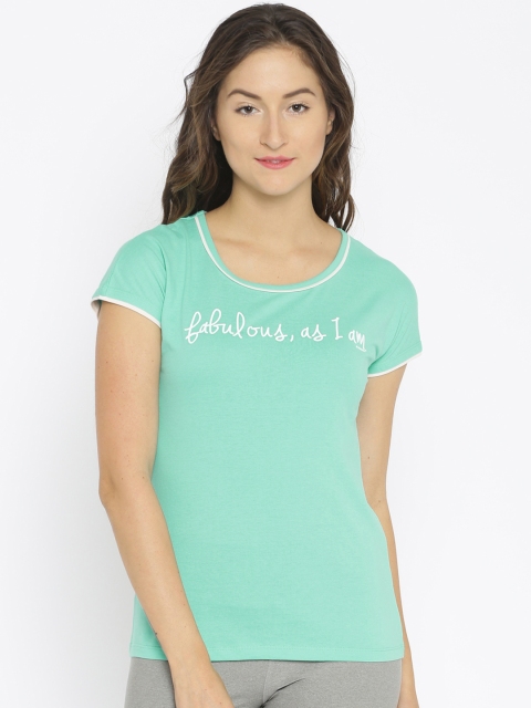 

Enamor Turquoise Blue Printed Sleep Shirt