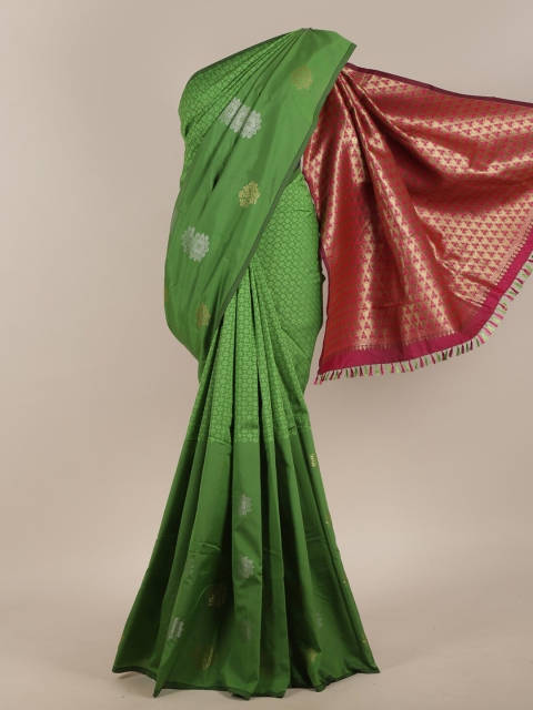 

Pothys Green & Gold-Toned Ethnic Motifs Zari Art Silk Saree